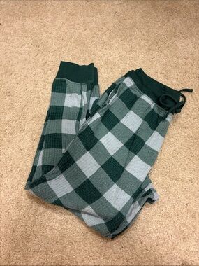Kids Green Plaid Fleece Pajama Pants